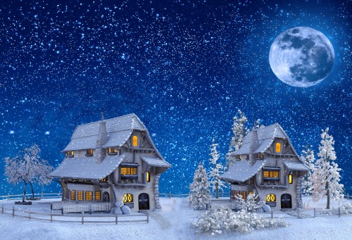 Image brown wooden house under starry night