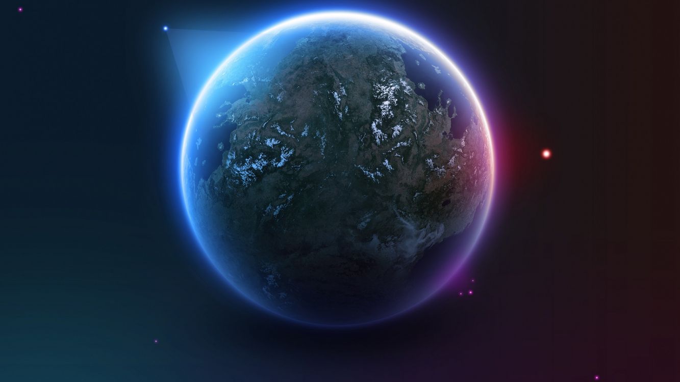 Blau-weißer Planet Mit Weißem Hintergrund. Wallpaper in 2880x1620 Resolution