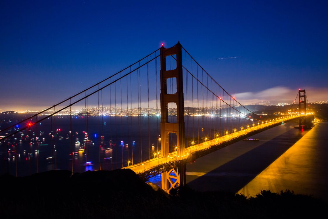 Golden Gate Bridge Bei Nacht Night. Wallpaper in 5760x3840 Resolution
