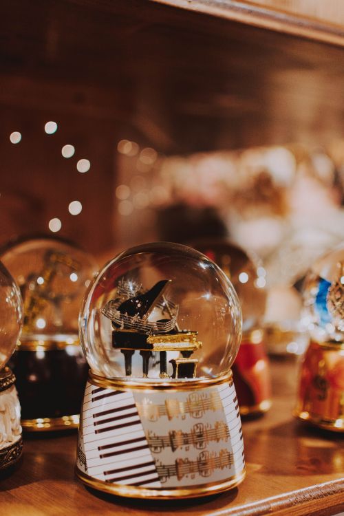 clear glass ball on table