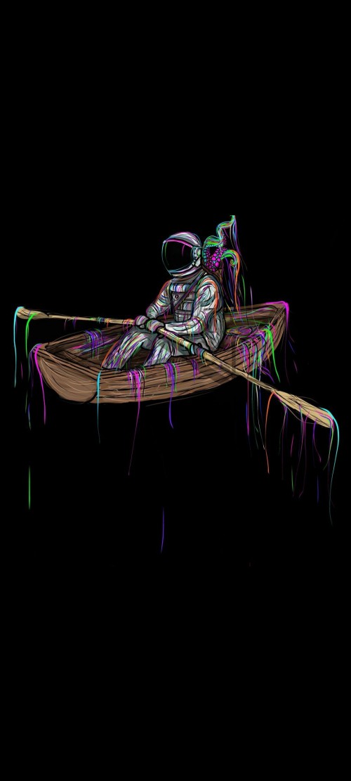 Image astronaut, amoled, darkness, purple, violet