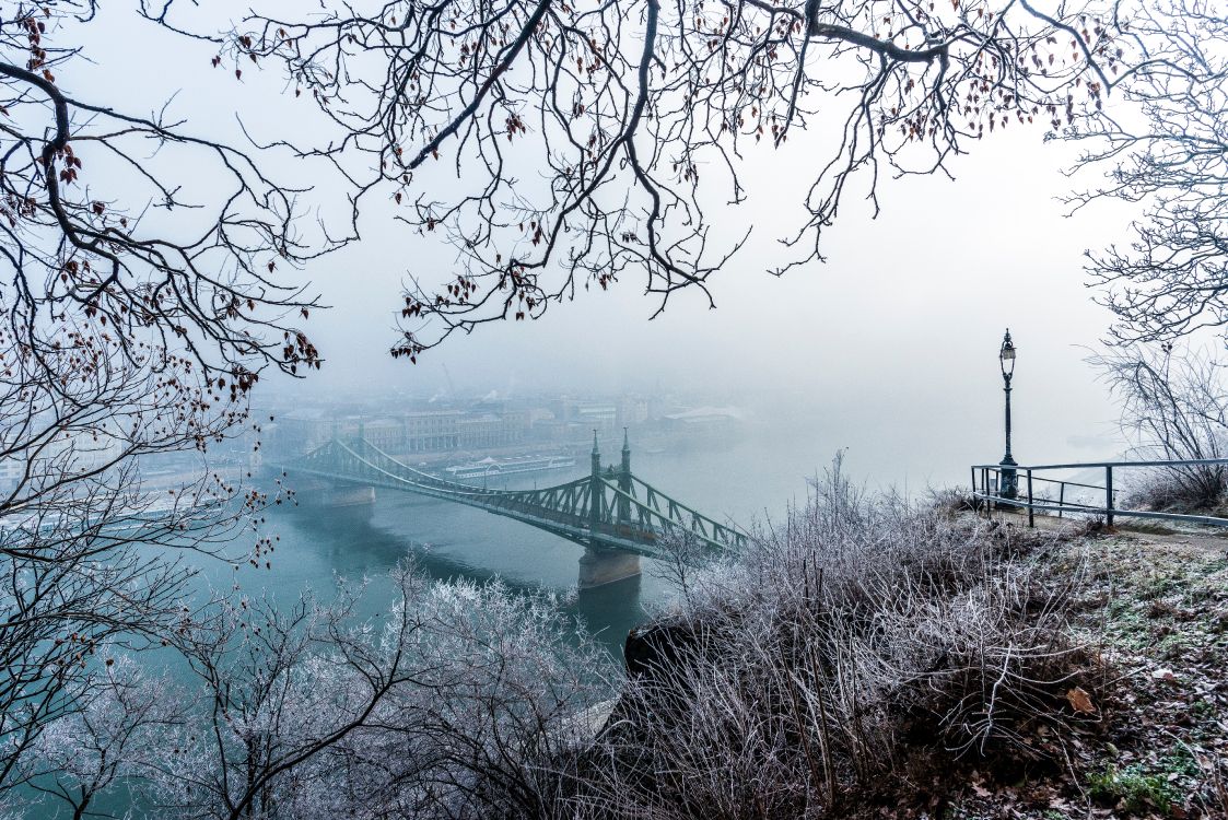 冬天, 冻结, Szchenyi链桥, 自然景观, 布达佩斯 壁纸 7360x4912 允许