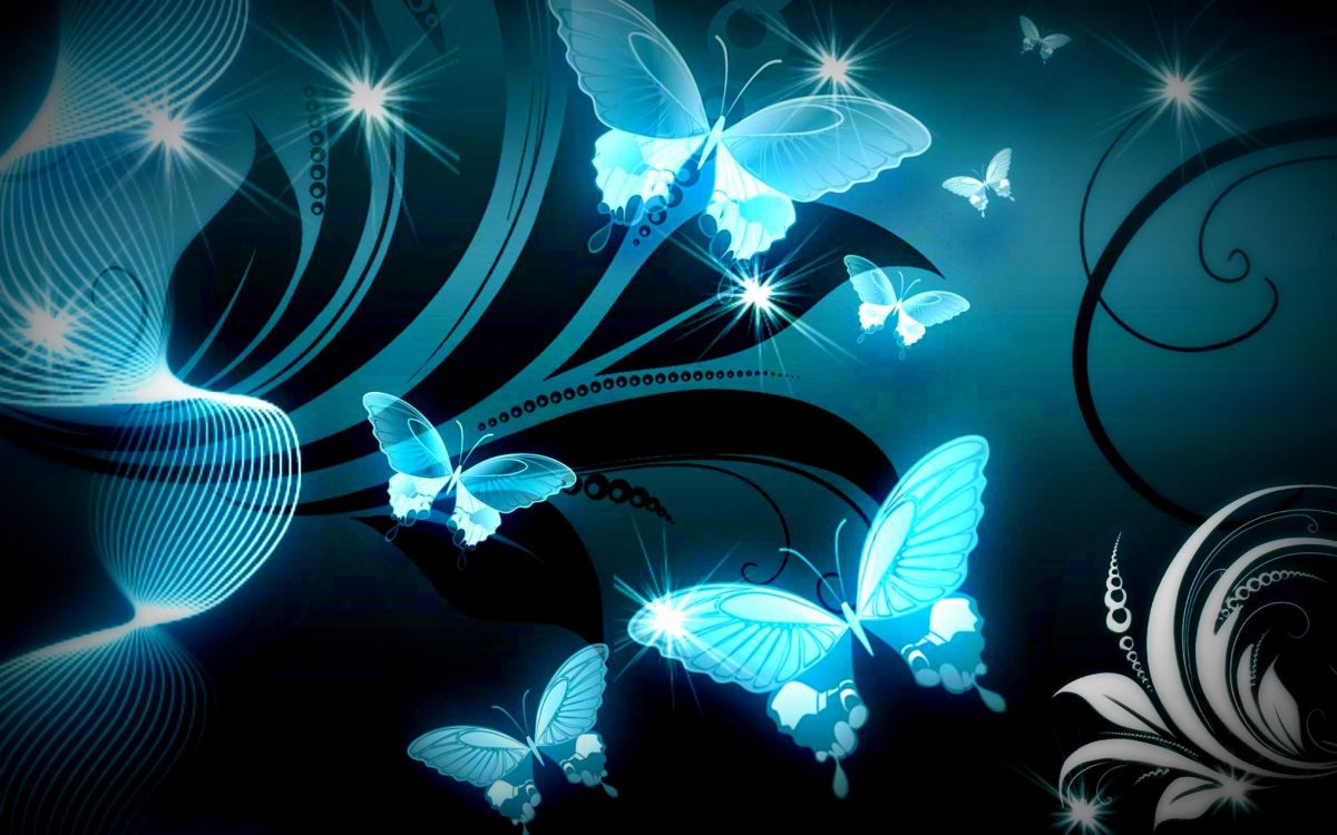 blue and black butterfly illustration