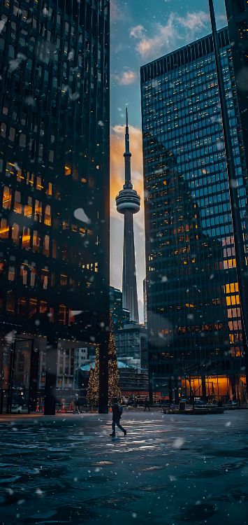 CN Tower, Wolkenkratzer, Gebäude, Tageszeit, Tower. Wallpaper in 1420x3000 Resolution
