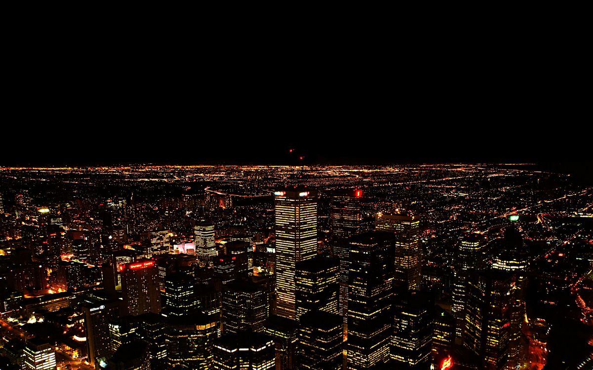 city with high rise buildings during night time