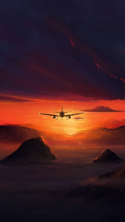Atmosphère, L'écorégion, Avion, Nature, Afterglow. Wallpaper in 1440x2560 Resolution