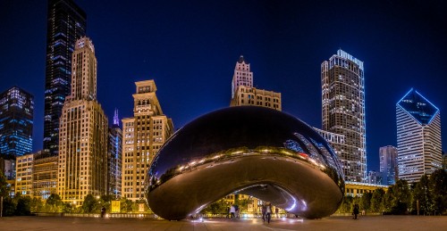 Image city skyline during night time