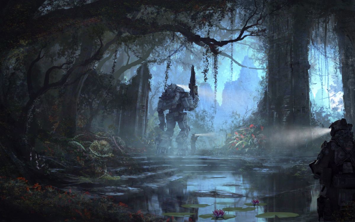 Schwarze Statue im Wald. Wallpaper in 2880x1800 Resolution