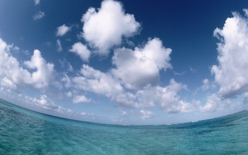 Image blue sky and white clouds over sea