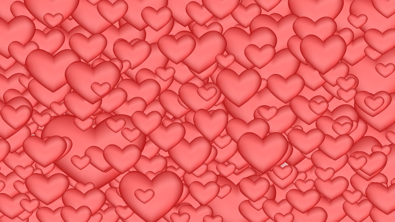 Heart, Pink, Red, Valentines Day, Pattern. Wallpaper in 8192x4608 Resolution