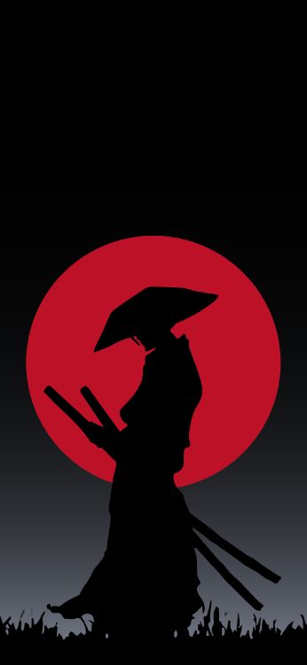 Samurai, Ilustración, Gráficos, Carmine, Silueta. Wallpaper in 1205x2609 Resolution