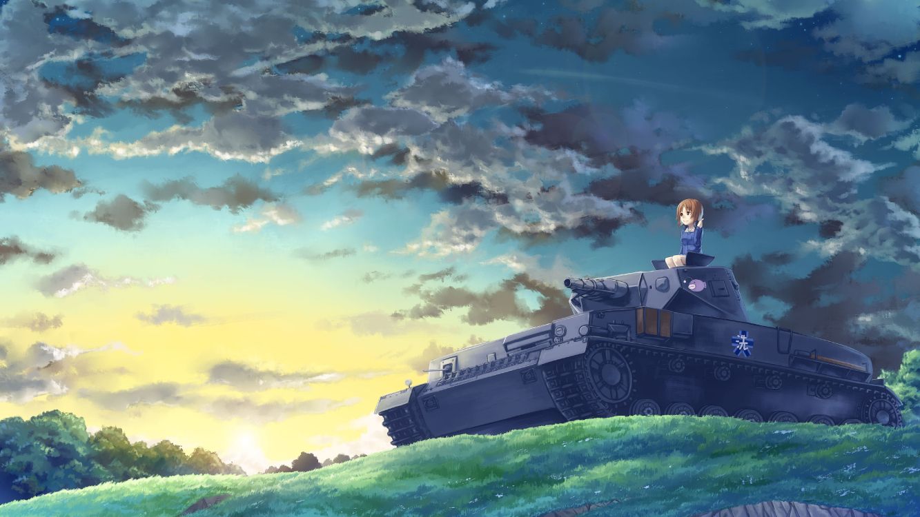 man in black jacket sitting on battle tank under white clouds and blue sky during daytime