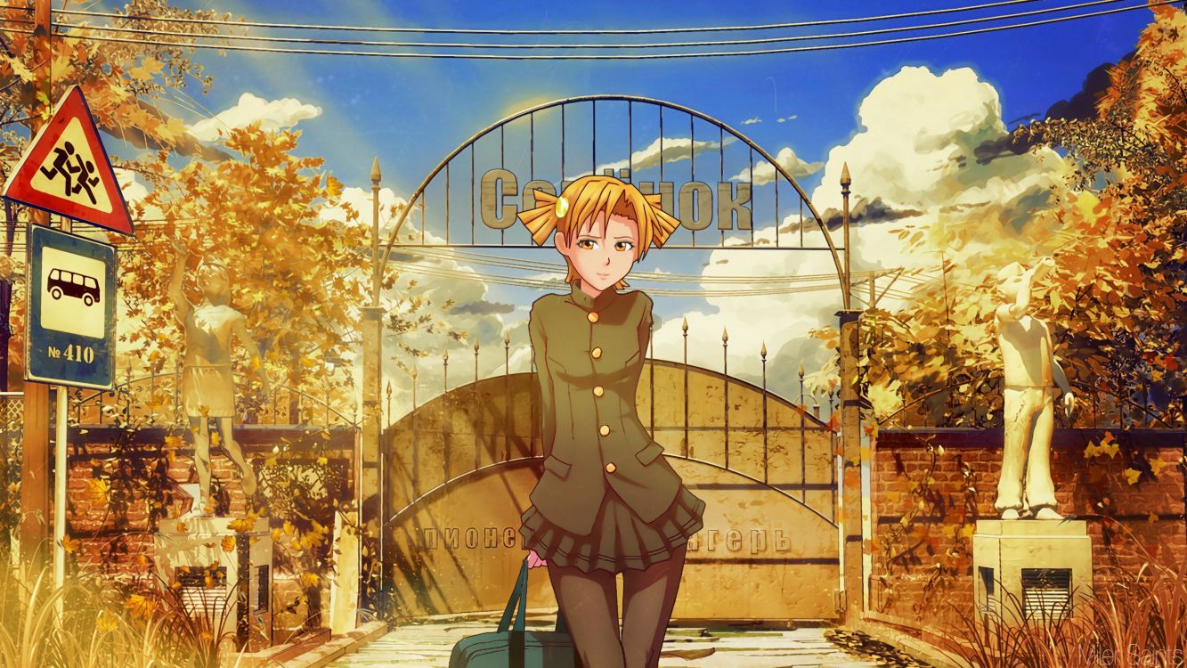 Mädchen im Braunen Kleid Anime-Charakter. Wallpaper in 2560x1440 Resolution