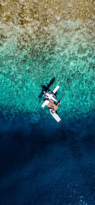 Image airplane, water, blue, extreme sport, turquoise