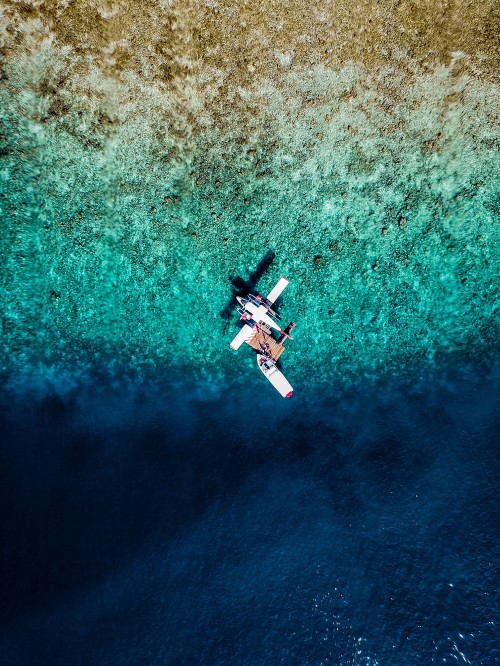 Image airplane, water, blue, extreme sport, turquoise