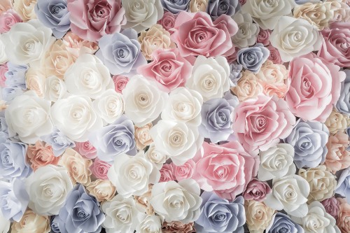 Image white pink and blue rose bouquet