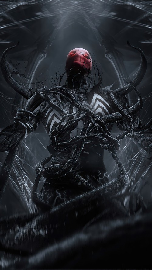 Image venomized spider man, spider-man, venom, drawing, superhero