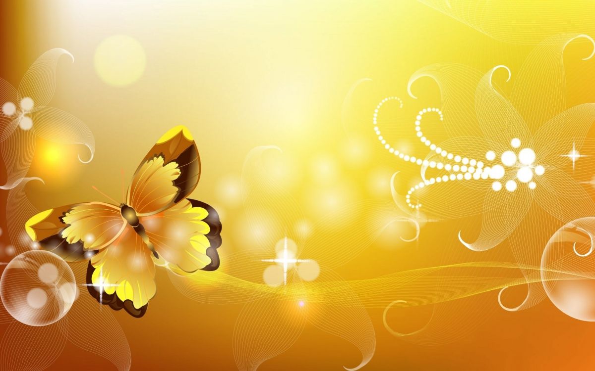 Illustration de Papillon Jaune et Noir. Wallpaper in 1920x1200 Resolution