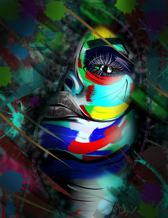 Negro Blanco Rojo Amarillo y Verde Pintura Abstracta. Wallpaper in 1920x2485 Resolution