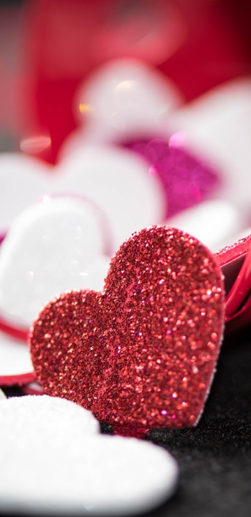Image heart, glitter, valentines day, red, pink