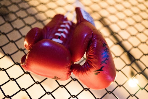 Image red and blue inflatable balloon