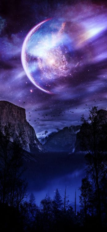 Natur, Malerei, Kunst, Cloud, Atmosphäre. Wallpaper in 1407x3045 Resolution