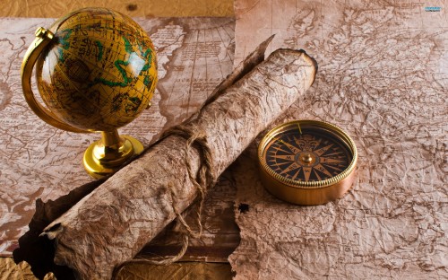 Image blue and brown desk globe