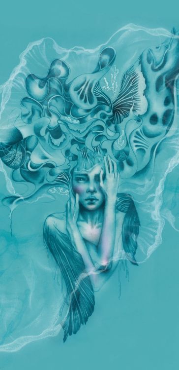 Unterwasser, Kunst, Design, Grafik-design, Malerei. Wallpaper in 1440x2960 Resolution