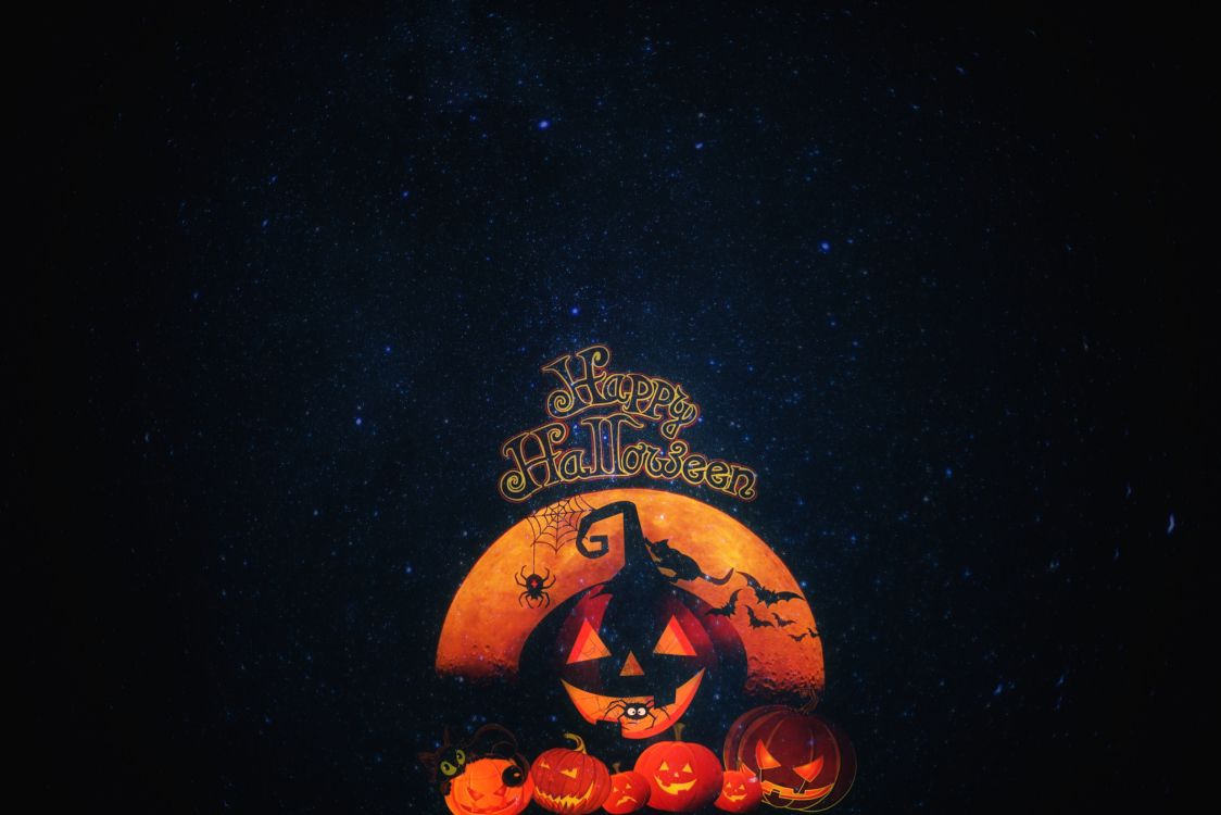 night, Pumpkin, illustration, space, darkness