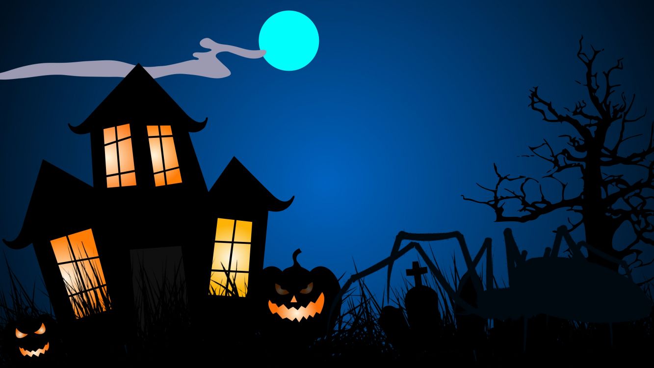 Luz, Noche, Calabaza, Azul, Halloween. Wallpaper in 3840x2160 Resolution