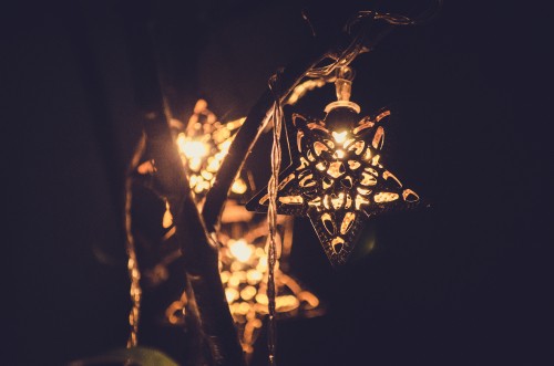 Image black and white floral lantern