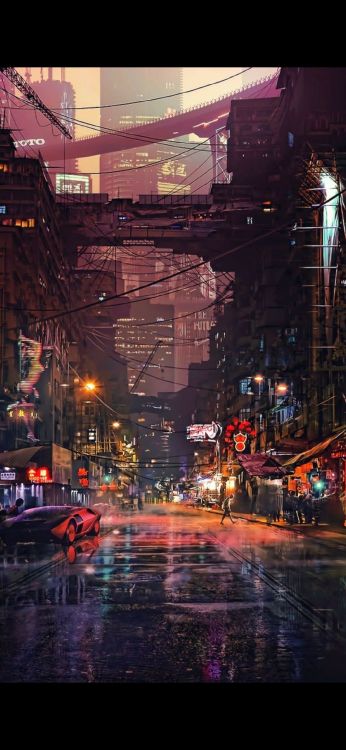 cyberpunk, science fiction, cyberpunk 2077, building, automotive lighting