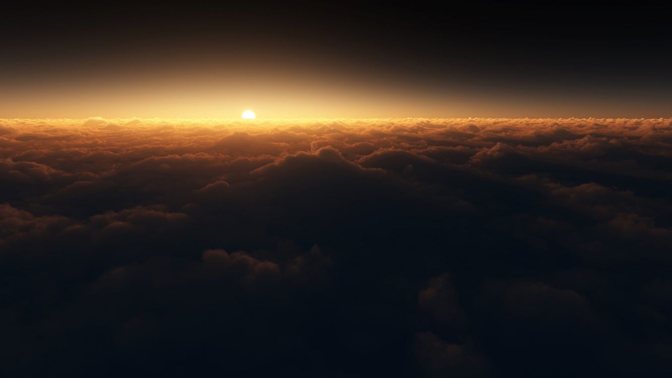 clouds and sun during sunset