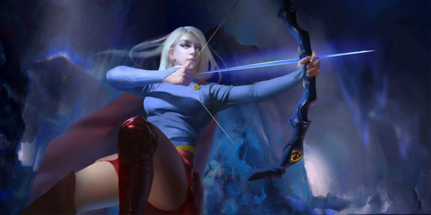 女超人, 艺术, 艺术作品, 幻想, 射箭 壁纸 3840x1920 允许