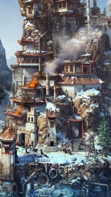Image brown and black castle painting