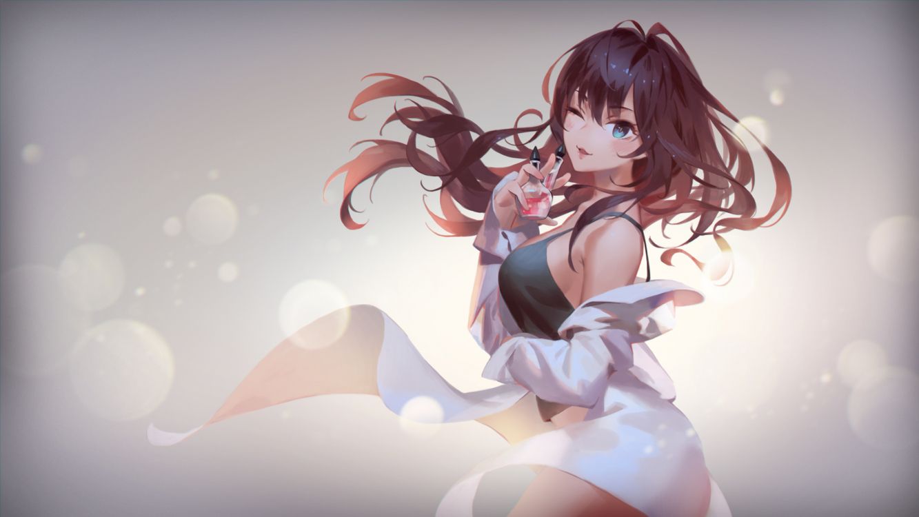 该Idolmaster灰姑娘的女孩, 长长的头发, 棕色的头发, 嘴, 女孩 壁纸 3840x2160 允许