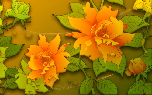 Image yellow and green flower illustration