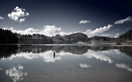 Image reflection, body of water, nature, water, cloud