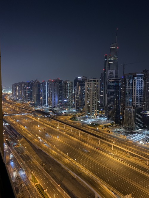 Image dubai, night, road, metropolis, city