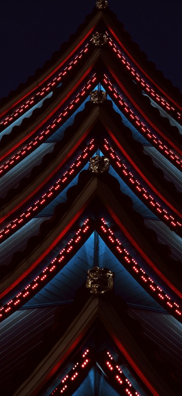 Image red and gold colored roof