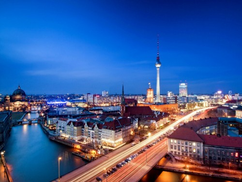 Image city skyline during night time