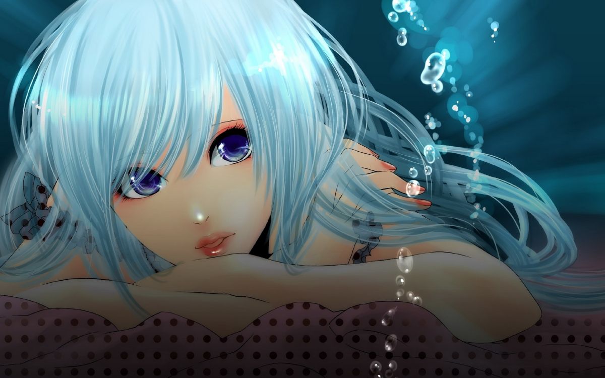 Blauhaarige Weibliche Anime-Figur. Wallpaper in 3840x2400 Resolution