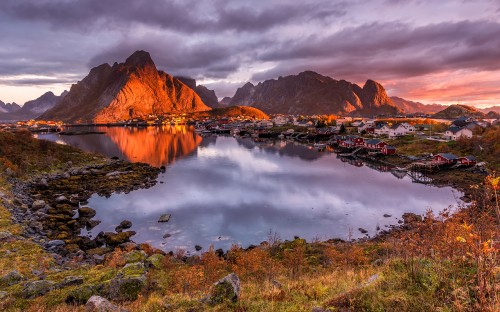 Image Lofoten, Fishing Village, landscape, mountain, cloud