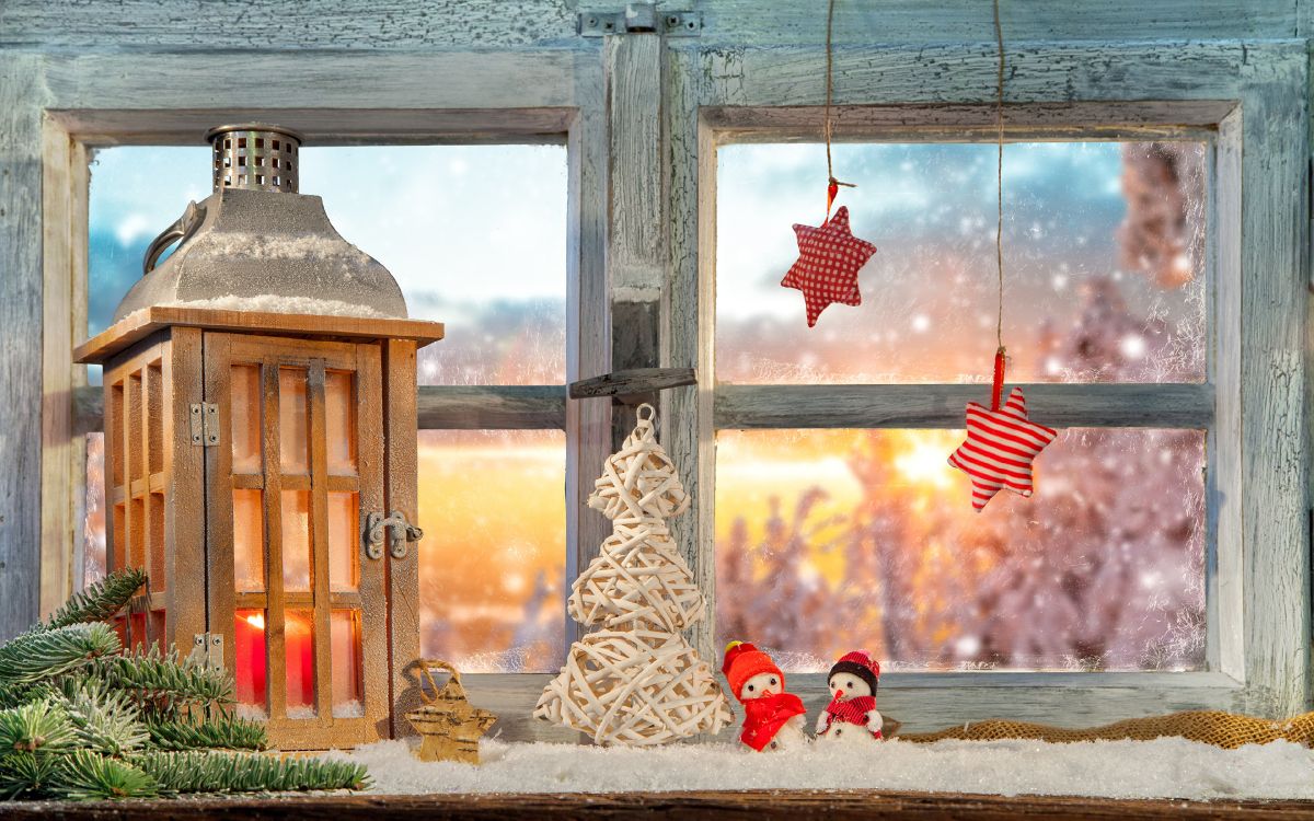 Christmas Day, window, lighting, winter, christmas decoration