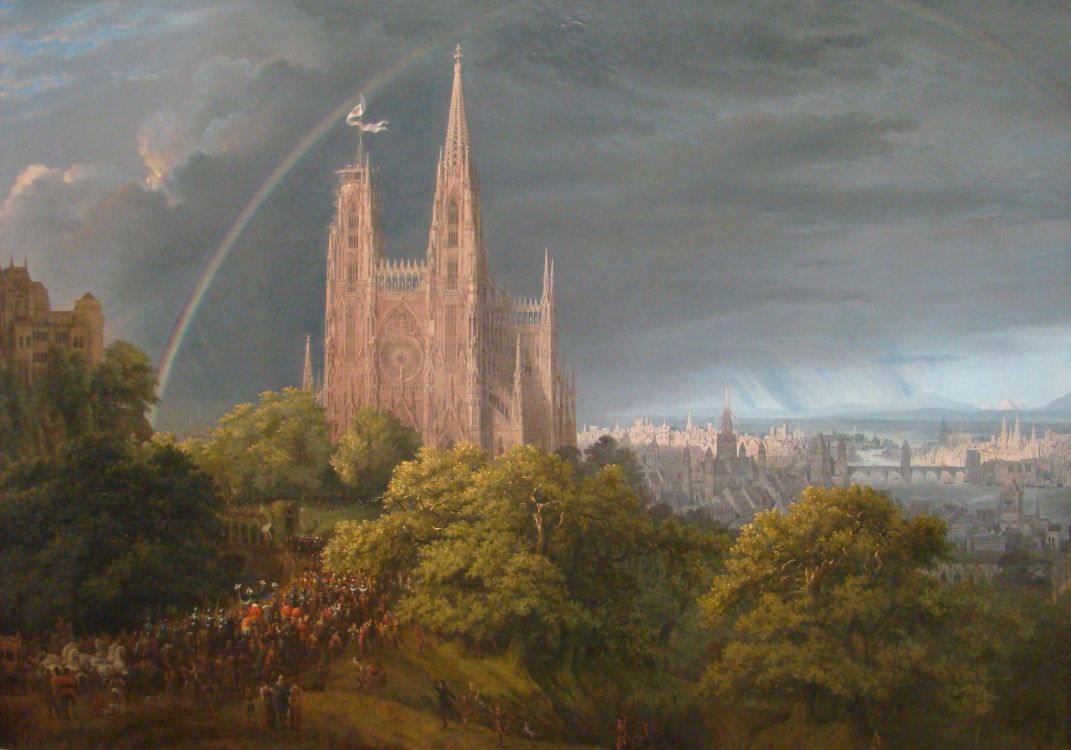 Braune Und Grüne Bäume in Der Nähe Des Schlosses Unter Weißen Wolken. Wallpaper in 2876x2014 Resolution