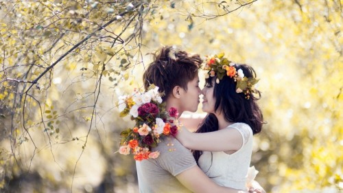 Image romance, People in nature, flower arranging, spring, beauty