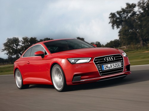 Image red audi coupe on road