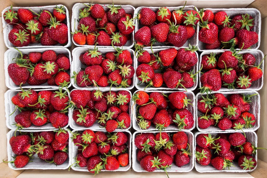 Rote Erdbeeren im Durchsichtigen Plastikbehälter. Wallpaper in 4960x3307 Resolution