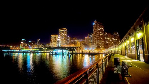 Image city skyline during night time