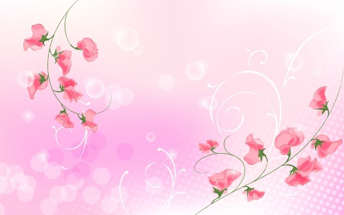 Image pink and green floral illustration